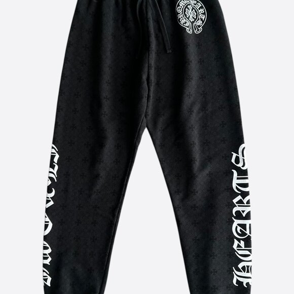 Chrome Hearts Black & White Horseshoe Logo Cross Jacquard Sweatpants - Picture 1 of 6